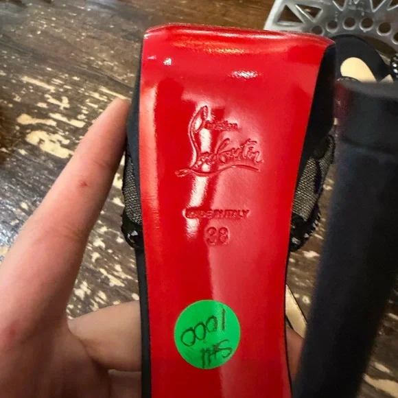 Christian Louboutin Black Lace and Satin Platform Pumps - Picture 4 of 4